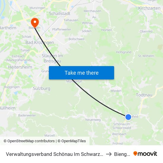 Verwaltungsverband Schönau Im Schwarzwald to Biengen map