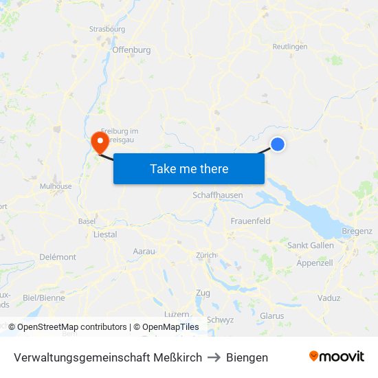 Verwaltungsgemeinschaft Meßkirch to Biengen map