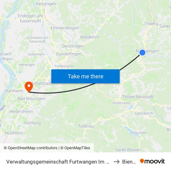 Verwaltungsgemeinschaft Furtwangen Im Schwarzwald to Biengen map