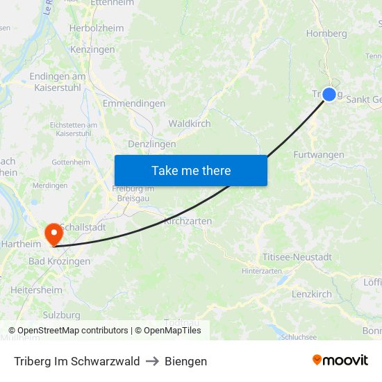 Triberg Im Schwarzwald to Biengen map