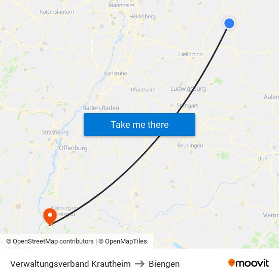 Verwaltungsverband Krautheim to Biengen map