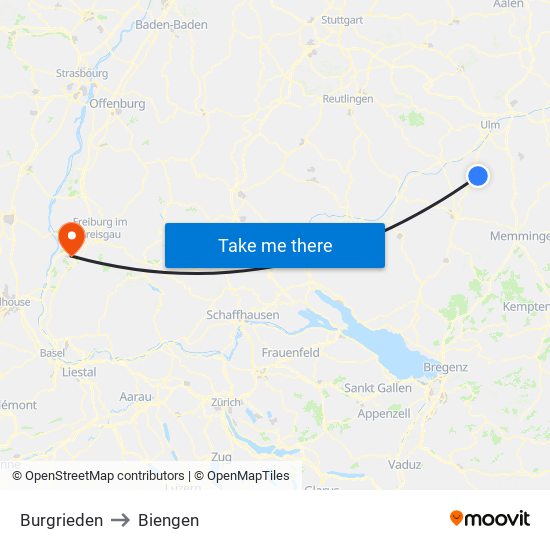 Burgrieden to Biengen map