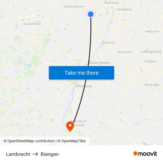 Lambrecht to Biengen map