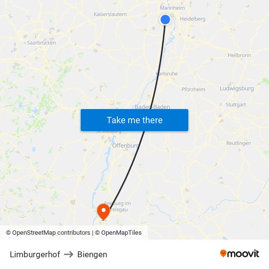 Limburgerhof to Biengen map
