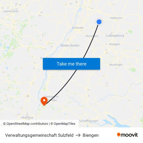 Verwaltungsgemeinschaft Sulzfeld to Biengen map