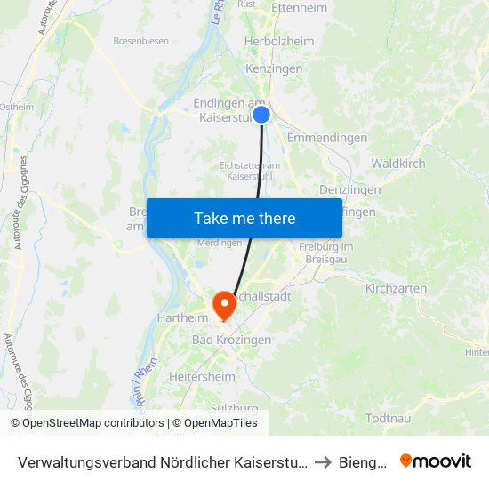 Verwaltungsverband Nördlicher Kaiserstuhl to Biengen map