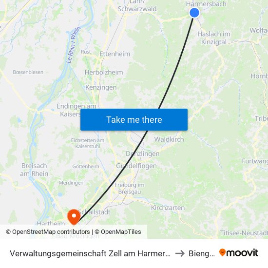 Verwaltungsgemeinschaft Zell am Harmersbach to Biengen map