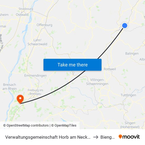 Verwaltungsgemeinschaft Horb am Neckar to Biengen map