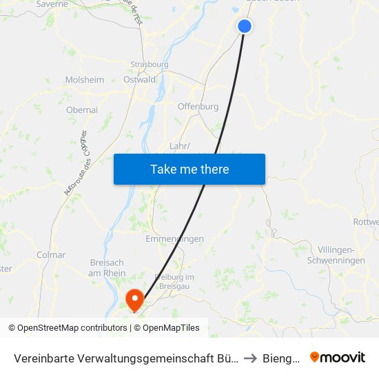 Vereinbarte Verwaltungsgemeinschaft Bühl to Biengen map