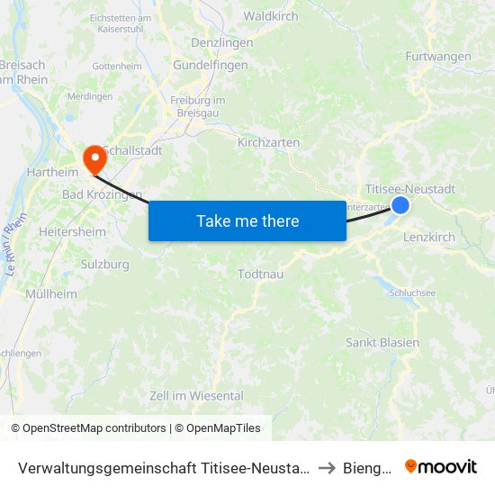 Verwaltungsgemeinschaft Titisee-Neustadt to Biengen map