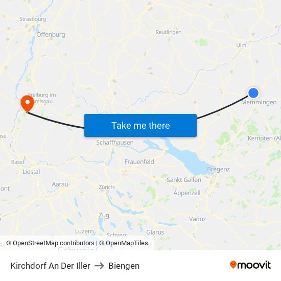 Kirchdorf An Der Iller to Biengen map