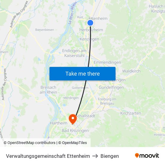 Verwaltungsgemeinschaft Ettenheim to Biengen map