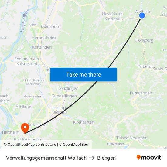 Verwaltungsgemeinschaft Wolfach to Biengen map