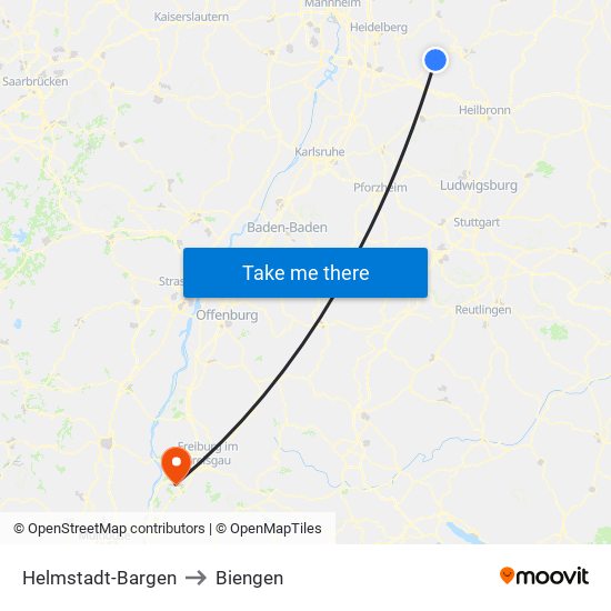 Helmstadt-Bargen to Biengen map