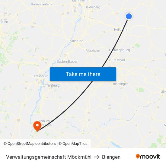 Verwaltungsgemeinschaft Möckmühl to Biengen map