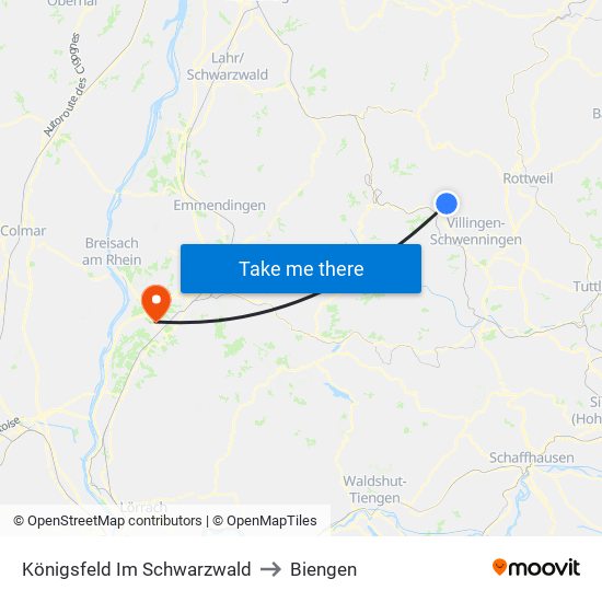 Königsfeld Im Schwarzwald to Biengen map