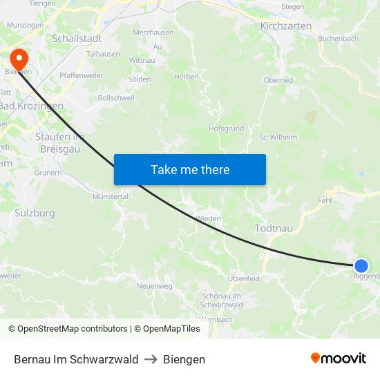 Bernau Im Schwarzwald to Biengen map