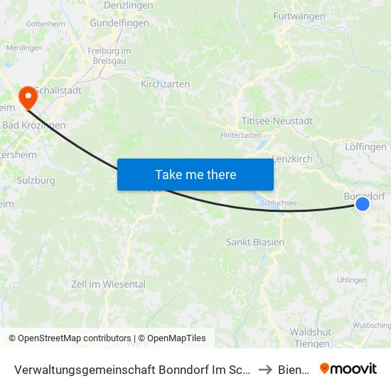 Verwaltungsgemeinschaft Bonndorf Im Schwarzwald to Biengen map