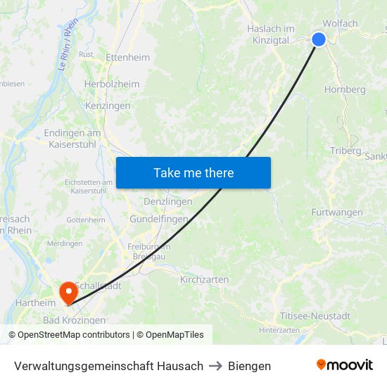 Verwaltungsgemeinschaft Hausach to Biengen map