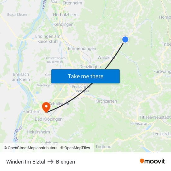 Winden Im Elztal to Biengen map