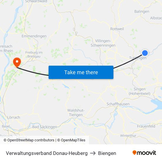 Verwaltungsverband Donau-Heuberg to Biengen map