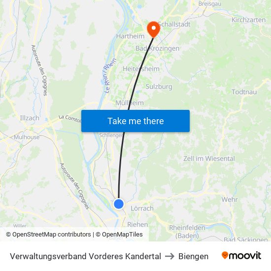 Verwaltungsverband Vorderes Kandertal to Biengen map