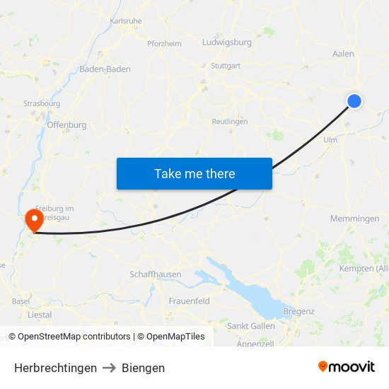 Herbrechtingen to Biengen map