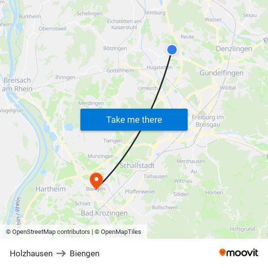 Holzhausen to Biengen map