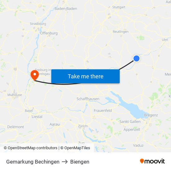 Gemarkung Bechingen to Biengen map