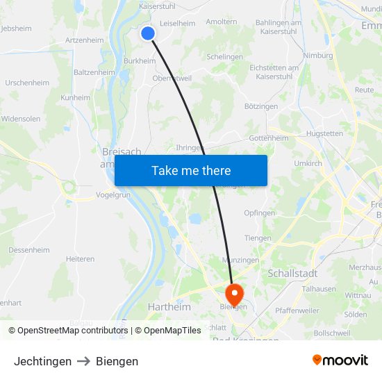 Jechtingen to Biengen map