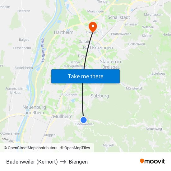 Badenweiler (Kernort) to Biengen map