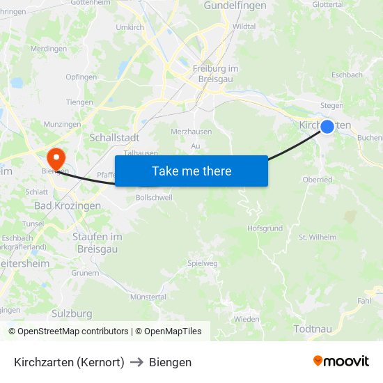 Kirchzarten (Kernort) to Biengen map