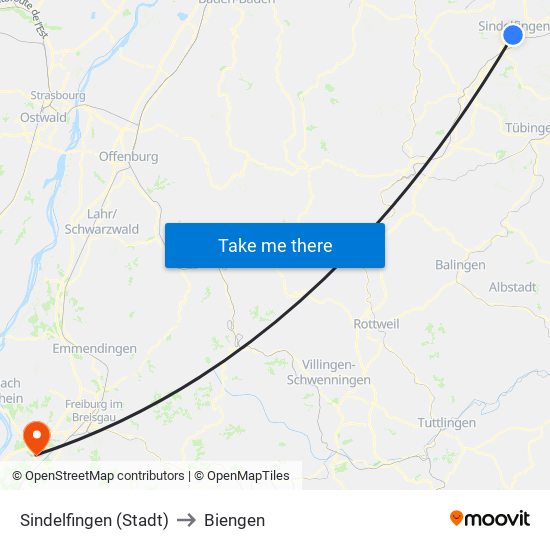 Sindelfingen (Stadt) to Biengen map