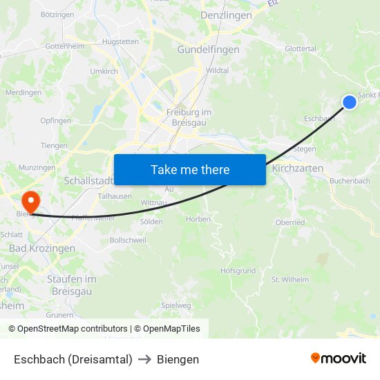 Eschbach (Dreisamtal) to Biengen map