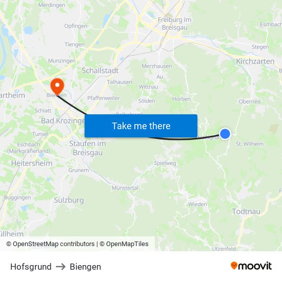 Hofsgrund to Biengen map