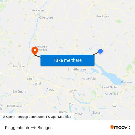 Ringgenbach to Biengen map