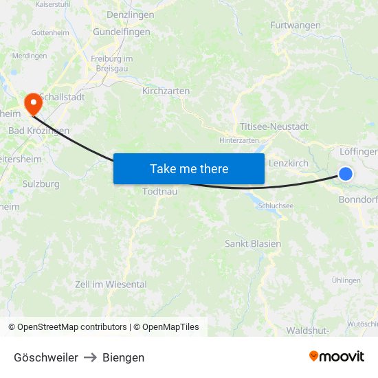 Göschweiler to Biengen map