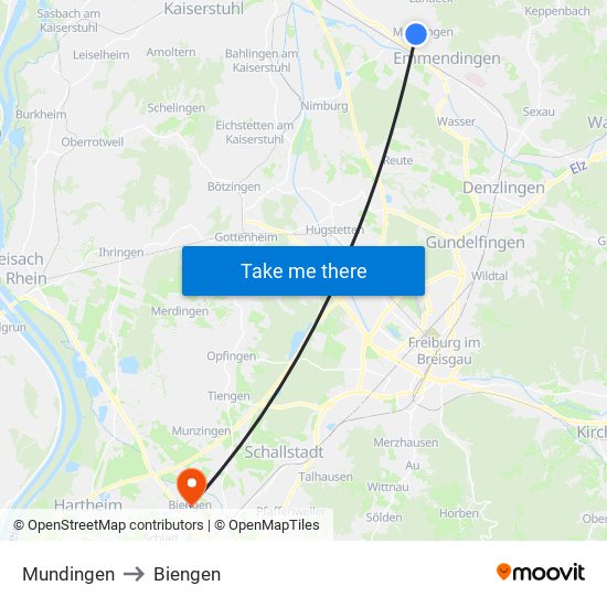 Mundingen to Biengen map