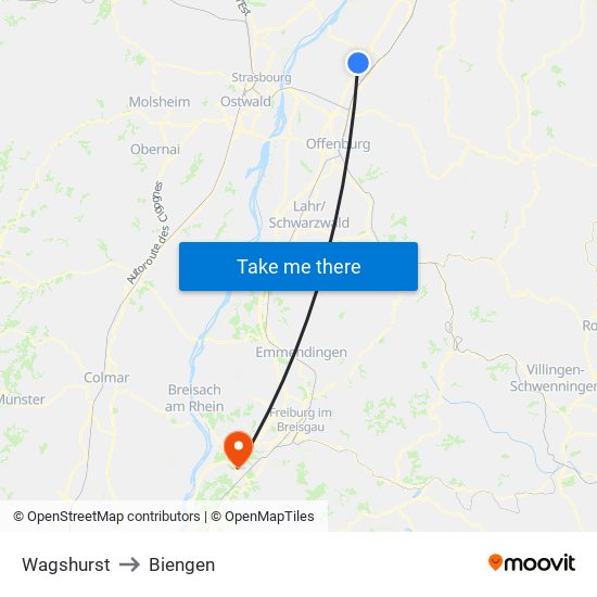 Wagshurst to Biengen map