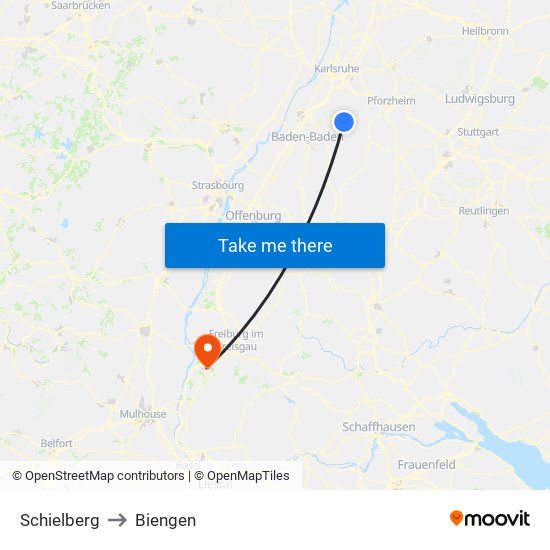 Schielberg to Biengen map