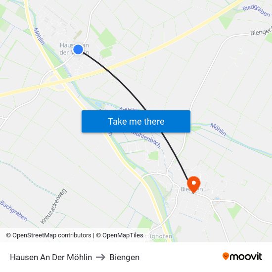 Hausen An Der Möhlin to Biengen map