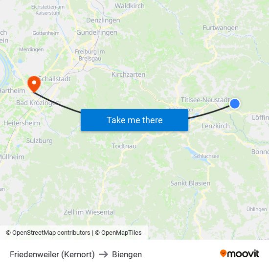 Friedenweiler (Kernort) to Biengen map