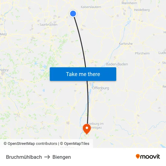 Bruchmühlbach to Biengen map
