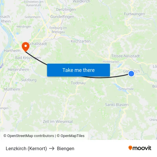 Lenzkirch (Kernort) to Biengen map