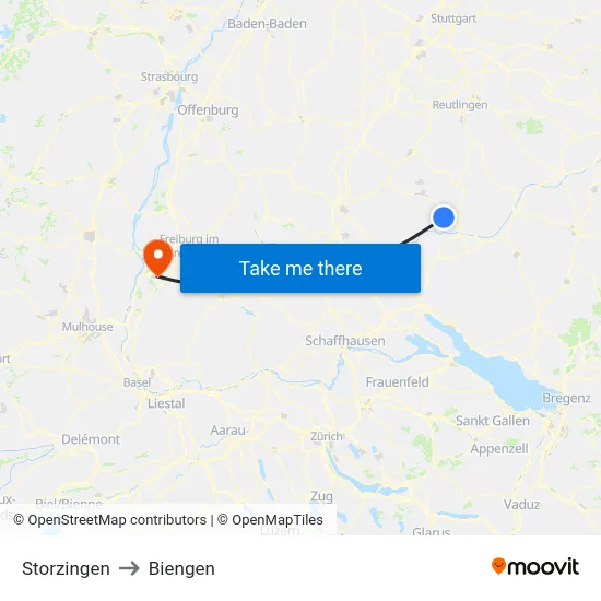 Storzingen to Biengen map