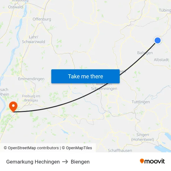 Gemarkung Hechingen to Biengen map