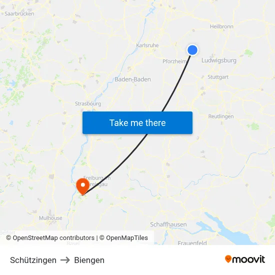 Schützingen to Biengen map