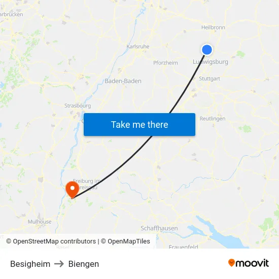 Besigheim to Biengen map