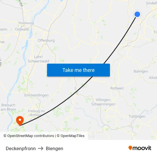 Deckenpfronn to Biengen map