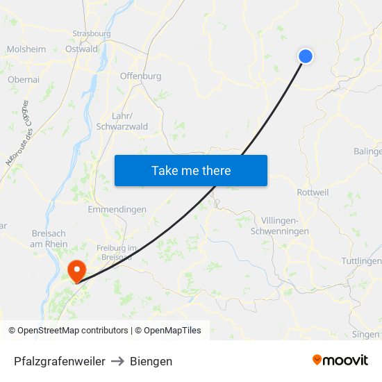 Pfalzgrafenweiler to Biengen map